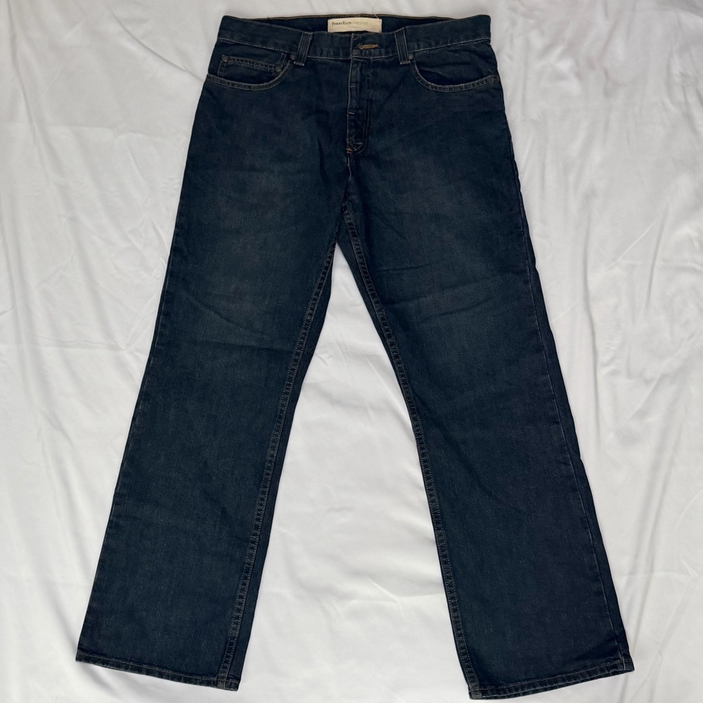 Vintage 90s Perry Ellis Retro Dark Blue Wash 100% Cotton Denim Y2K 32x30 Jeans